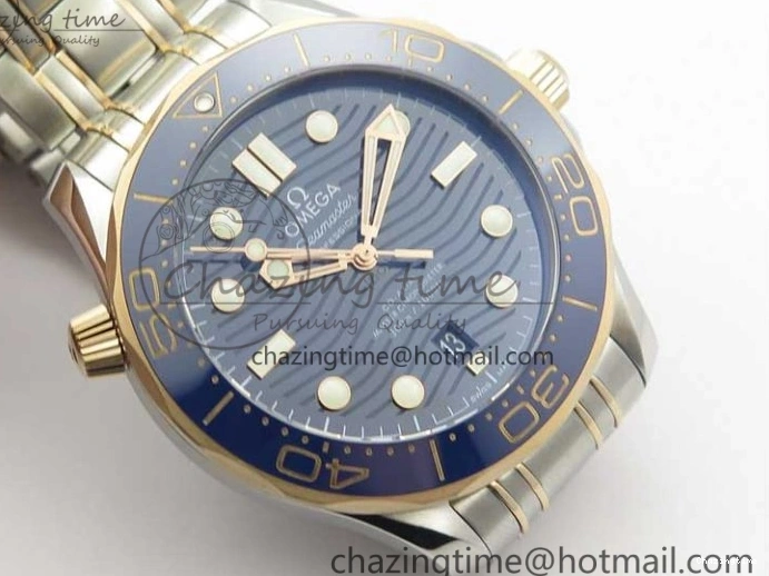 1223 2018 Seamaster Diver 300M SS RG VSF 1:1 Best Edition RG Bezel Blue Dial on SS RG Bracelet A Sleek 7925